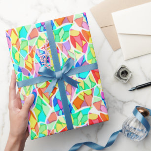 Abstract modern glass mosaic tile pattern bright c wrapping paper