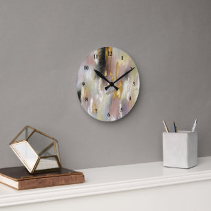 Abstract Modern Gold Pink  Round Clock