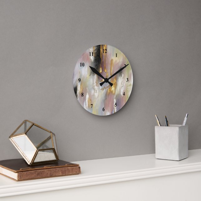 Abstract Modern Gold Pink  Round Clock (Office)