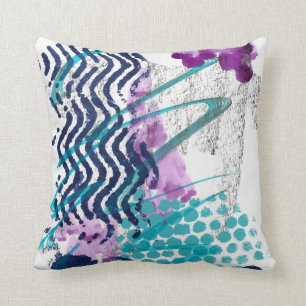 Abstract Modern Graffiti Art Turquoise Purple Cushion