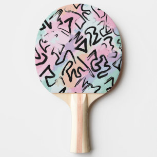Abstract Modern Graffiti Watercolor Brushstrokes Ping Pong Paddle