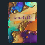 Abstract Modern Jewel & Gold Swirls iPad Pro Cover<br><div class="desc">This modern abstract art iPad case design is eye-catching and makes a true statement with its rich,  jewel colours and textures. Vivid and stunning. Add a name to personalise it. Created by Simply Farmhouse Press.</div>