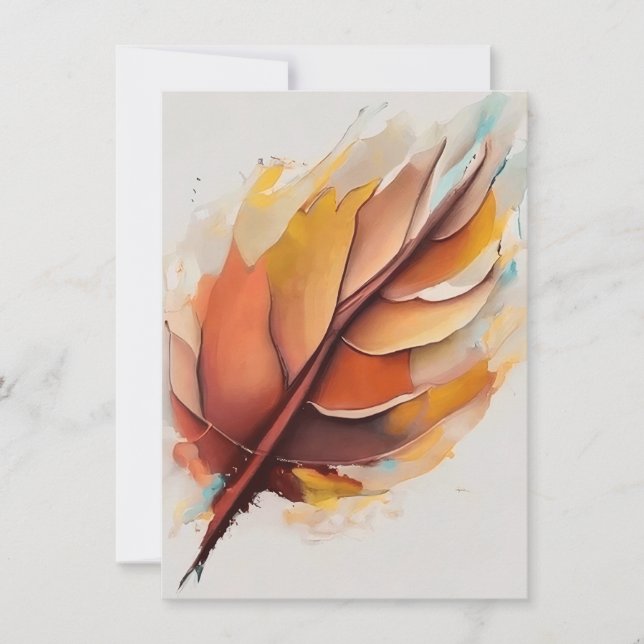 Abstract Modern Leaves Paintings Set, Leaf Card (Front)