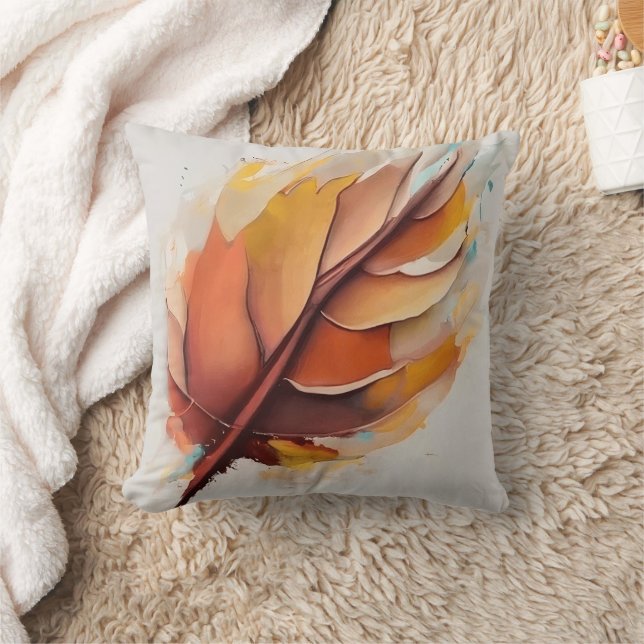 Abstract Modern Leaves Paintings Set, Leaf Cushion (Blanket)