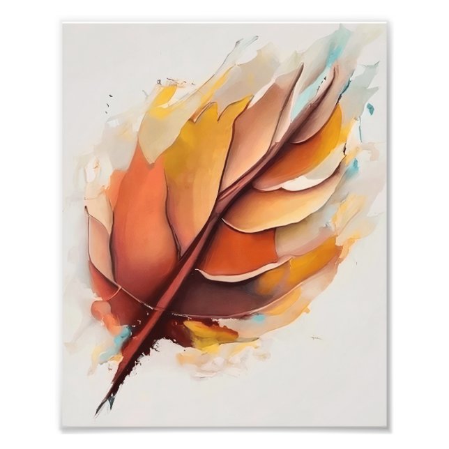 Abstract Modern Leaves Paintings Set, Leaf Photo Print (Front)
