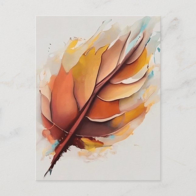 Abstract Modern Leaves Paintings Set, Leaf Postcard (Front)
