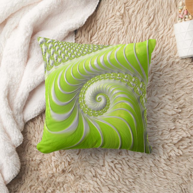 Abstract Modern Lime Green Spiral Fractal Cushion (Blanket)
