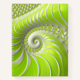Abstract Modern Lime Green Spiral Fractal Notebook