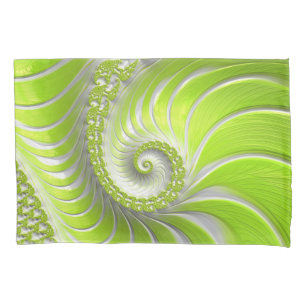 Abstract Modern Lime Green Spiral Fractal Pillowcase