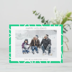 Abstract Modern Line Art in Green Custom Photo Holiday Card