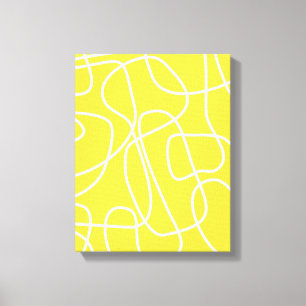 Abstract Modern Line Art in Yellow Artsy Canvas Print