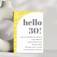 Abstract Modern Line Art Yellow Birthday Party