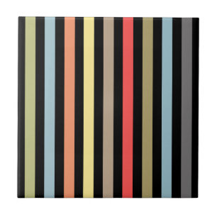 Abstract modern lined lines striped stripe coral o ceramic tile