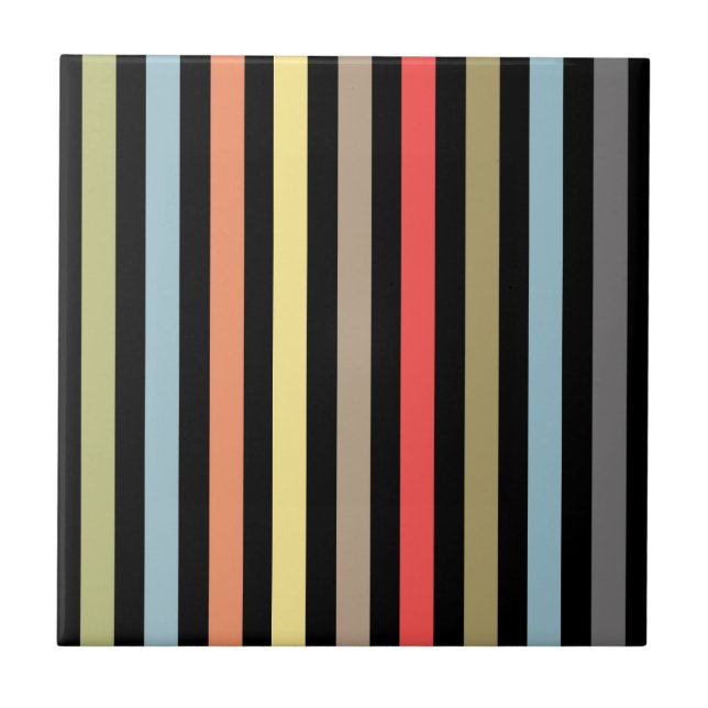Abstract modern lined lines striped stripe coral o ceramic tile (Front)