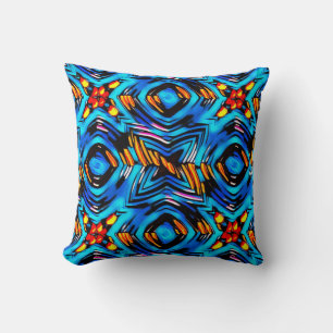Abstract modern liquid modern liquify waves blue n cushion