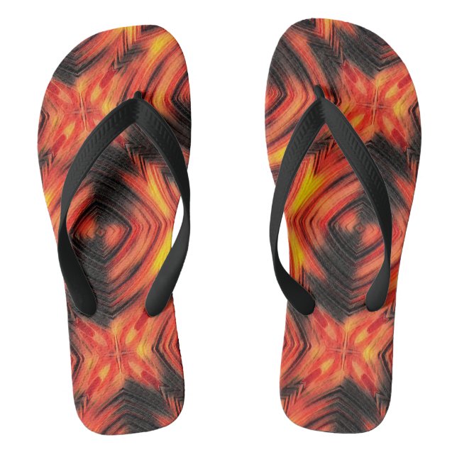 Abstract modern liquid modern liquify waves brown thongs (Footbed)