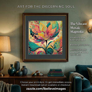 Abstract modern magnolia art poster