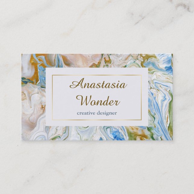 Abstract modern marbel wavy painting pattern business card (Front)