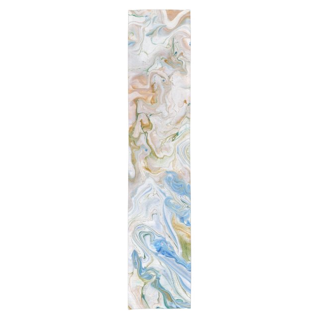 Abstract modern marbel wavy painting pattern short table runner (Front)