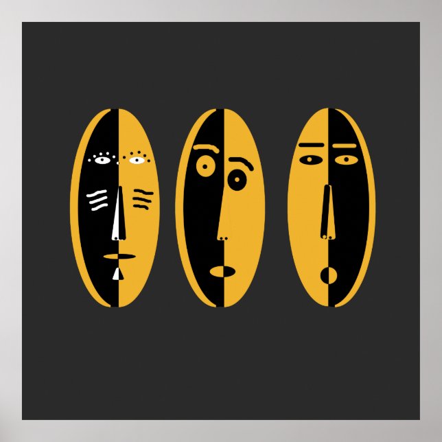 Abstract modern masks pattern poster (Front)