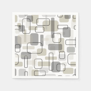 Abstract Modern Mid-Century Style Geometric Design Napkin