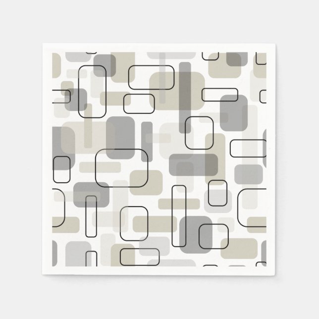 Abstract Modern Mid-Century Style Geometric Design Napkin (Front)