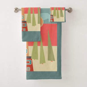 Abstract modern minimalistic art landscape geometr bath towel set