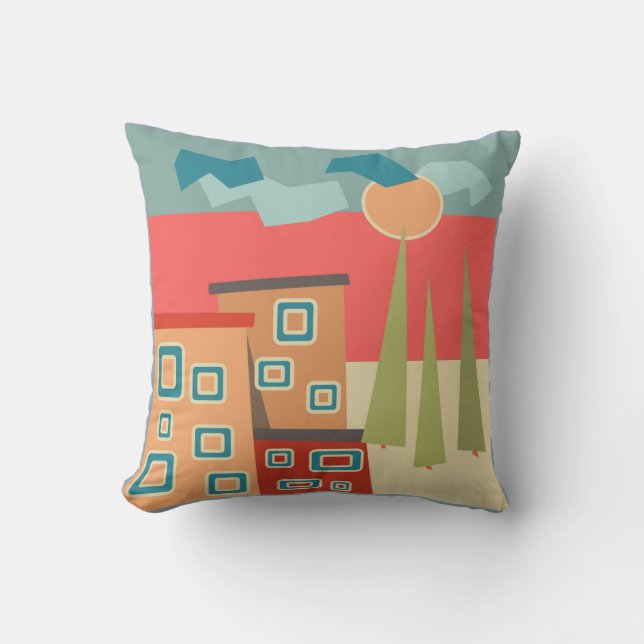 Abstract modern minimalistic art landscape geometr cushion (Front)