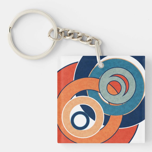 Abstract modern minimalistic art landscape geometr key ring (Front)