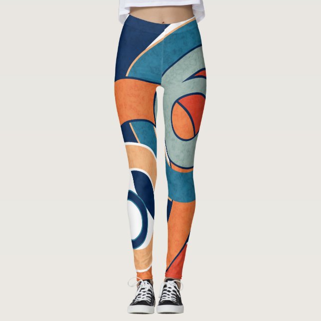 Abstract modern minimalistic art landscape geometr leggings (Front)
