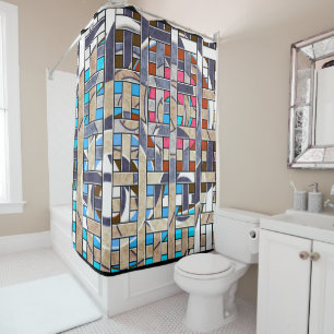 Abstract modern minimalistic art landscape geometr shower curtain