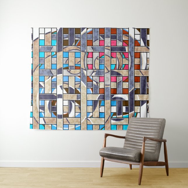 Abstract modern minimalistic art landscape geometr tapestry (In Situ (Horizontal))