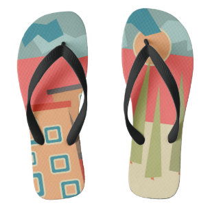 Abstract modern minimalistic art landscape geometr thongs