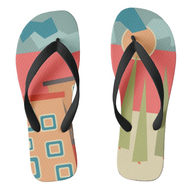 Abstract modern minimalistic art landscape geometr thongs (Footbed)