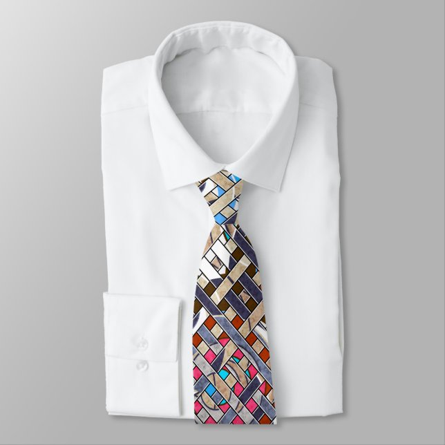 Abstract modern minimalistic art landscape geometr tie (Tied)