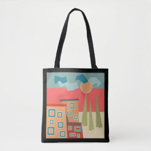 Abstract modern minimalistic art landscape geometr tote bag