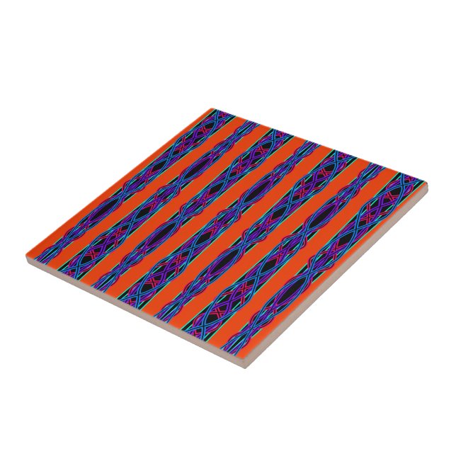 Abstract Modern Mirrored Duel Ribbon Line Art Ceramic Tile (Side)