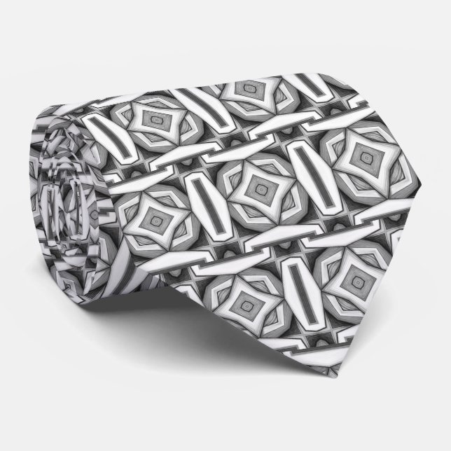 Abstract modern monochrome  neck tie (Rolled)