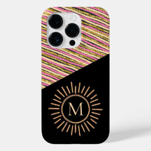 Abstract Modern Monogram Pink Yellow Gold Case-Mat Case-Mate iPhone 14 Pro Case