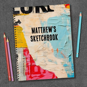 Abstract Modern Monogram Sketchbook Your Name Notebook