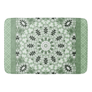 Abstract modern mosaic kaleidoscopic tile pattern bath mat
