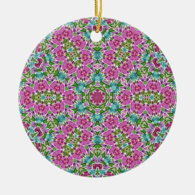 Abstract modern mosaic kaleidoscopic tile pattern ceramic ornament (Front)