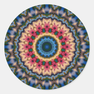 Abstract modern mosaic kaleidoscopic tile pattern classic round sticker