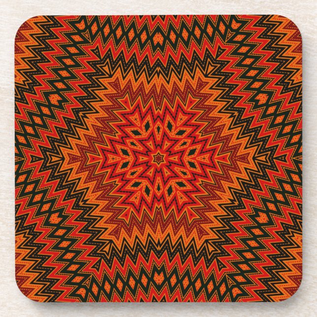 Abstract modern mosaic kaleidoscopic tile pattern coaster (Front)