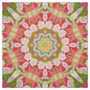 Abstract modern mosaic kaleidoscopic tile pattern fabric