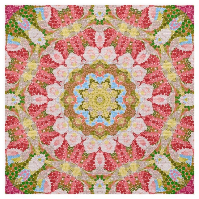 Abstract modern mosaic kaleidoscopic tile pattern fabric (Swatch)