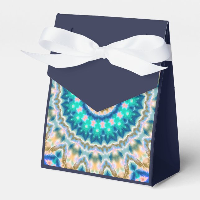 Abstract modern mosaic kaleidoscopic tile pattern favour box (Front Side)