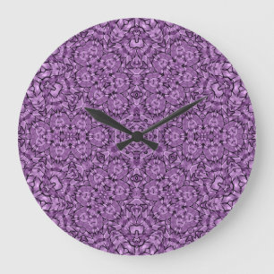 Abstract modern mosaic kaleidoscopic tile pattern large clock
