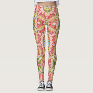 Abstract modern mosaic kaleidoscopic tile pattern leggings