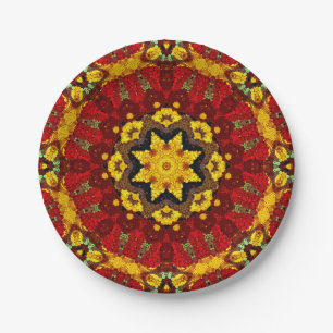 Abstract modern mosaic kaleidoscopic tile pattern paper plate